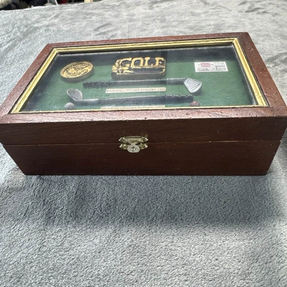 History of Golf Collectible Shadow‎ Box Wood Framed Hanging Display Case